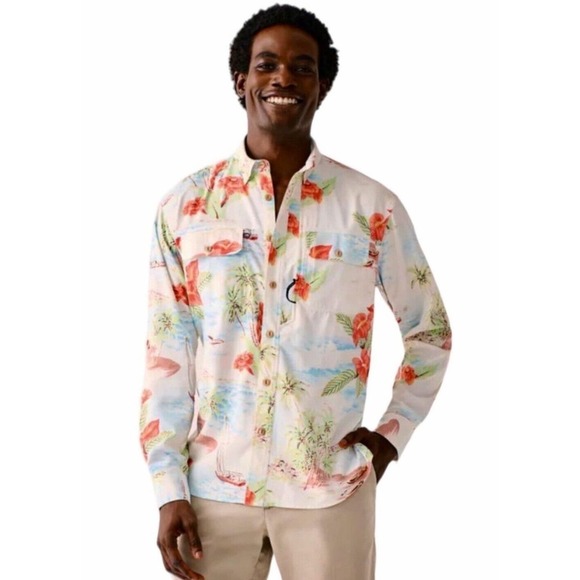 Faherty All Day Air UPF Button-Up Shirt Mens Size 2XL Tropical Breeze NWT $158
